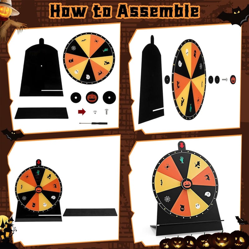 Arrowbash Halloween Acrylic Spinner Prize Wheel Game Set with Dry Erase Marker, Trick or Treat Game, Halloween Party Supplies Indoor Outdoor Decorations Carnival Party Decor - Image 3